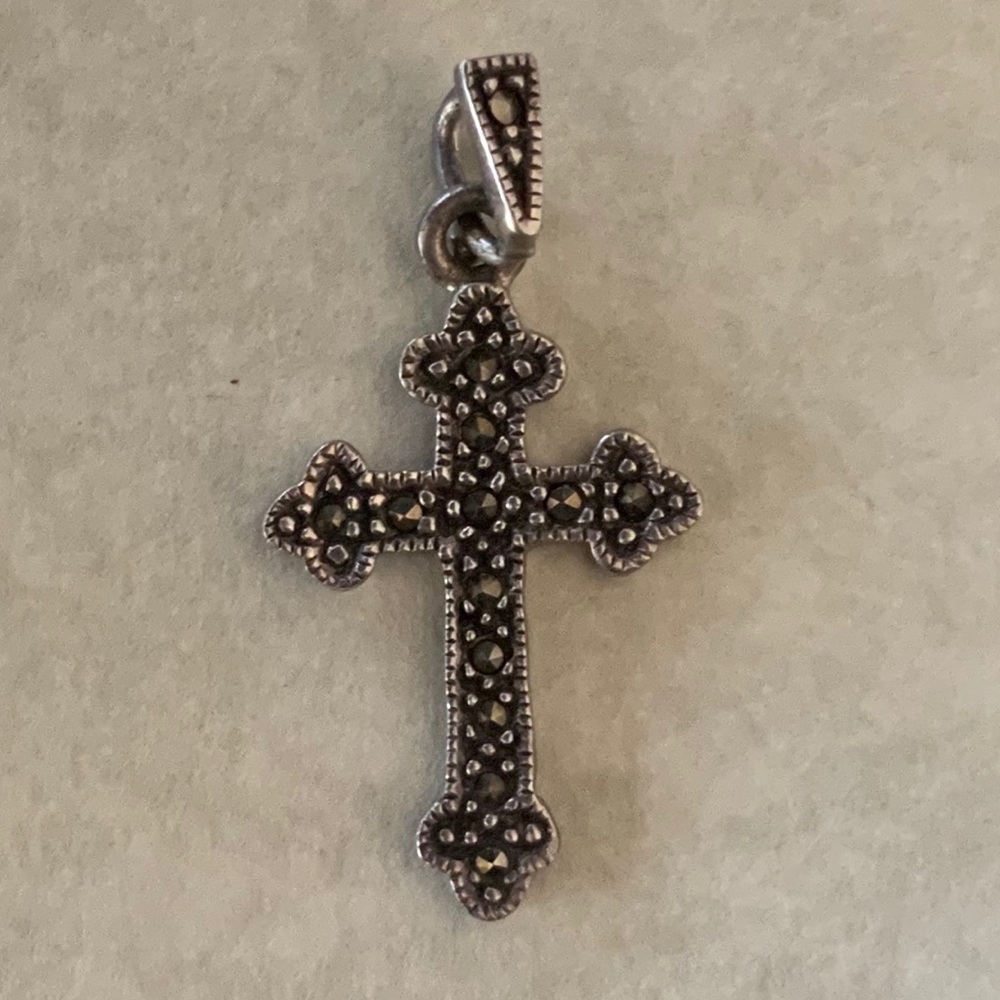 Silver Marcasite Cross marked 925